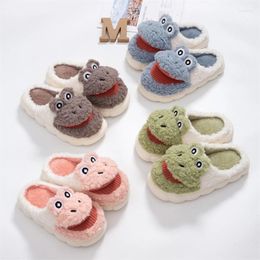 Slippers Cute Cartoon Frog Cotton Home Plush Slides For Men Women Autumn Winter Thick Sole Warm Slipper Outdoor Sandals