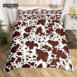 Bedding Sets Cowhide Duvet Cover Milk Cow Print Set Microfiber Western Farm Animal Skin Quilt Full For Boys Girls Kawaii Room