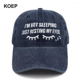 Ball Caps KOEP I'M NOT SLEEPING JUST RESTING MY EYES Water Wash Baseball Outdoor Sports Snapback Hat Wholesale Drop Hats