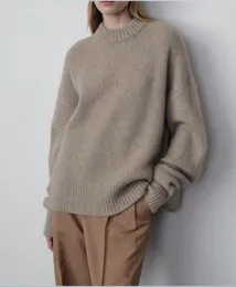 Th~Row Half High Neck Sweater Autumn/Winter High end Small and Minimalist Loose silhouette Clear Cold Wind Sweater Knit