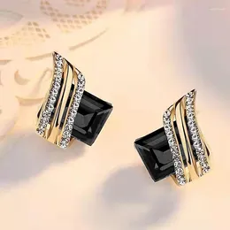 Stud Earrings CAOSHI Chic Gold Colour Black Zirconia Daily Party Charming Jewellery For Engagement Ceremony Fashion Design Accessories