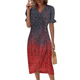 Casual Dresses Beach For Women Spring Summer Elegant Wrap V Neck Boho Dress Flowy Ruched Hawaiian Maxi Official Store