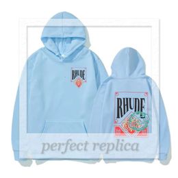 Rhude Hoodie Men's Hoodies Sweatshirts Outstanding Designer Rhude American Fashion Brand Card Crown Printed Hoodie Women's Couple Casual Loose Luxurious Wa 861