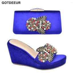 Dress Shoes Latest Design Africa Shoe And Bags Set Wedges For Women Wedding Bride Rhinestone Italy Party Pumps With Purse