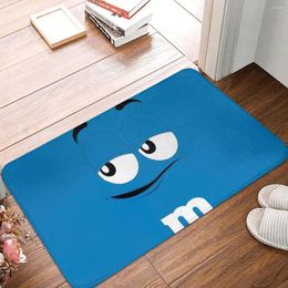 Carpets Blue M&M Face Doormat Rug Carpet Mat Footpad Bath Anti-slip Entrance Kitchen Bedroom Absorbent Dust Removal