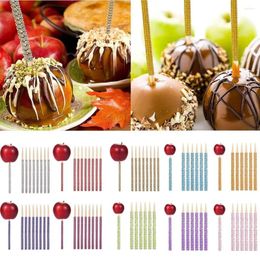 Party Decoration 12Pcs Rhinestone Bling Bamboo Candy Apple Stick For Gold Cake Chocolate Caramel Birthday Favour