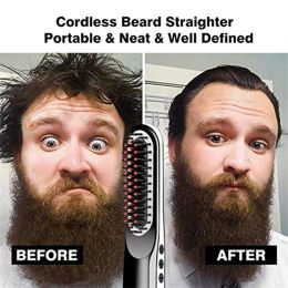 Irons Unisex Hair Straightener Brush Hot Comb Wireless Beard Straightener for Men Beard Comb Hair Curler Styling Tool Straightening