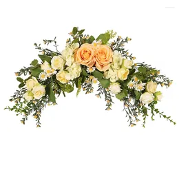 Decorative Flowers 45x28cm Wedding Arch White Rose Decor Floral Swag For Lintel Artificia Centerpieces Door Home Decoration