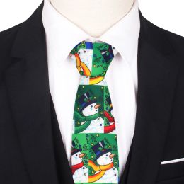 Snowman Print Neck Ties For Men Women Christmas Necktie For Boys Girls Christmas Tree Tie Santa Claus Necktie For Gifts Gravatas