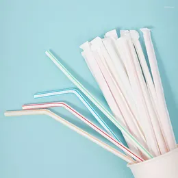 Disposable Cups Straws 100pcs 6 210mm Food-grade PP Material For Pregnant/Children Separate Sanitary Packaging Straw Drinking Tools