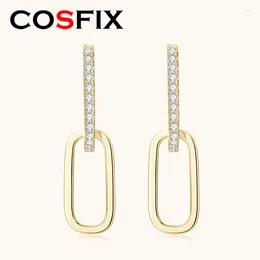 Stud Earrings COSFIX Women's Moissanite Hoop D Colour Yellow 2024 Trend Silver 925 Full Real Jewerly