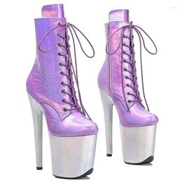 Dance Shoes 20CM/8inches PU Upper Modern Sexy Nightclub Pole High Heel Platform Round Toe Women's Ankle Boots 320