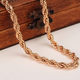 Rich Women's fine rope chain 18 k Rose Solid gold G F thick 5mm neck necklace 24 19 6inch select257e