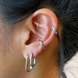 SIPENGJEL Simple Square Circle Hoop Earrings for Women Rectangle Geometric Elegant Ear Buckle Earrings Wedding Jewelry