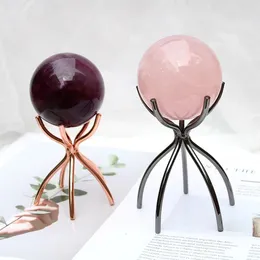 Decorative Figurines Creative Crystal Ball Metal Base Ornaments Gemstone Sphere Display Holder Stand For Home Decor