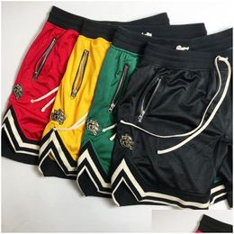 Mens Shorts 2022 Summer Swimwear Hip Hop Street Main Line Retro Sports Casual Fitness Basketball Pants Black Red Heavy Mesh Five-Minut Dh9I0