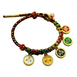 Charm Bracelets Y1UE Colourful Rope Bracelet Tibetan Thangka Bangle Five Way God Of Wealth Handchain