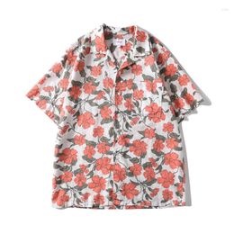 Men's Casual Shirts Summer Linen Short Sleeve Men Print Streetwear Fashion Loose Causal Hawaiian Cuban Collar Vintage Beach Blouses