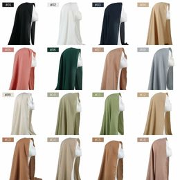 Muslim Women Non Transparent Satin Chiffon Hijab Wrap Material Headscarf Hijabs Scarves Female Islamic Head Cover 240327