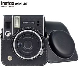 Protective Case for Fujifilm Instax Mini 40 Instant Film Camera, Premium Leather Bag/Clear Cover with Removable Adjustable Strap