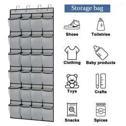 Storage Boxes 24Grids Wall-mounted Sundries Shoe Organiser Fabric Closet Bag Rack Mesh Pocket Clear Hanging Over The Door Cloth Box