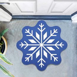 Carpets 26inch Christmas Snowflake Carpet Entrance Doormat Welcome Mat Non Slip Round For Home Colorful Decoration