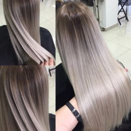 Ombre Black Grey Lace Front Wigs for Women Silver Grey Hair Wigs Long Natural Stright Hair Wigs with with Baby Hair 24 inch