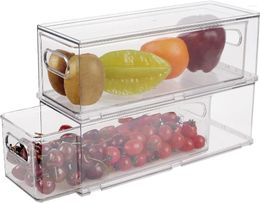 Storage Bottles 2 Pack Fridge Drawers Clear Refrigerator Organiser Bins With Pull-out Drawer Food Containers Grade PET