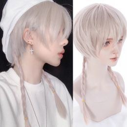 Wigs Ailiade Synthetic Wigs Black Men's Wig Short Straight Bangs For Male Boy Gril Cosplay Anime Daily Party Wig Heat Resistant