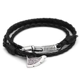 Bangles Viking Axe Charms necklace Braided Rope Chain For Men Boys Bangles Jewelry