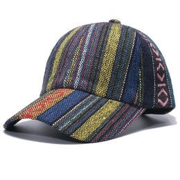 Vintage Chic Boho Striped Geometric Pattern Peaked Ethnic Style Sun Hat Colourful Baseball for Street Shooting H7EF