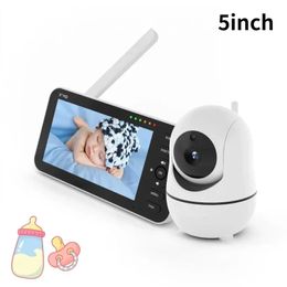 SM50B High-definition 5-inch digital baby monitor wireless PTZ camera room temperature detection lullaby two-way intercom black