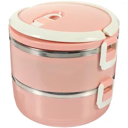 Dinnerware Salad Containers With Lids Double Layer Insulated Lunch Box Lunchbox Students Travel Portable Bento Case Stainless Steel