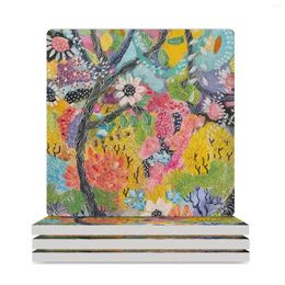 Table Mats Wildflower Inspiration Ceramic Coasters (Square) Christmas Tea Set Cute Coffee Cup Stand