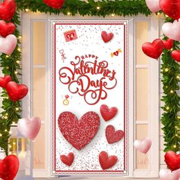 Party Decoration Valentine Theme Happy Valentines Day Po Props Polyester Cloth Banner Red Letter Heart Shaped Romantic