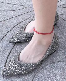 Flats Gold Glittering Rhinestone Ladies Red Sole Shoes Women's Spring 2023 New Full Drill Flat Shoes Large Size 43 Female Ballet Shoes