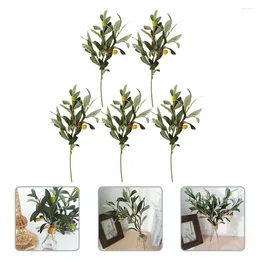 Decorative Flowers 5 Pcs Artificial Olive Branch Simulation Fake Plants Decoration Home Decorations For Stem Tree Faux