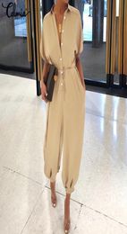 Romper Vintage Jumpsuits Celmia Female Short Sleeve Cargo Pants Button Casual Loose Harem Trouser Plus Size Overalls Y2001066079790