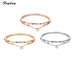Love Roman Numeral Bangles for Women Tassel Peach Heart Charm Temperament Korean Bracelet Jewellery Pulseras Mujer Moda 20213868034