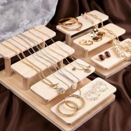 Display Jewelry Necklace Ring Earring Organizer Display Stand Wooden Nature Sunglasses Glasses Frame Holders Storage Jewelry Store Decor