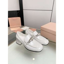 High Heels 2024 New Goddess Style Coarse Heel Commuter Genuine Leather Comfortable Lefu Women's Single Shoes