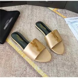 12% OFF Designer shoes Shengjia Edition Summer Womens Shoes One line Slippers Wearing Flat Bottom Metal Buckle Low Heel Sandals Outside