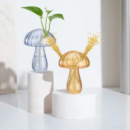 Vases Creative Mushroom Shaped Glass Vase Hydroponics Plant Desktop Craft Ornaments Home Living Room Decoration