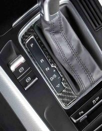 Carbon Fibre Console Car Gearshift Panel Frame Stickers Gear Knob Cover Decorations Accessories For A4 B8 A5 Q5 Car Styling6478797