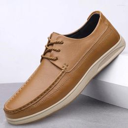 Casual Shoes Fashionable Men Retro Brown Loafers Spring Autumn Comfortable Lace Up Sneakers Round Head Shallow Mouth Driving