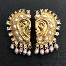 Stud Earrings Women Vintage Freshwater Pearl Earring Personality Ear Shape Style Luxury Exaggeration Girl Jewelry Deluxe