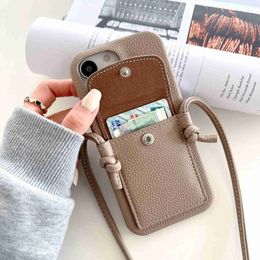 Cell Phone Cases Crossbody Wallet Case For iPhone 15 14 13 12 11 Pro Max Mini X XR XS Plus Leather Card Slot Lanyard Shoulder Strap 2442