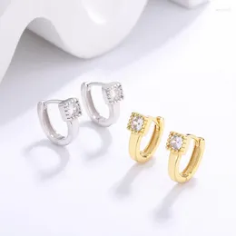 Stud Earrings 2024 S925 Sterling Silver U-shaped Single Diamond For Women Simple Students Versatile