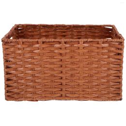 Storage Bottles Imitation Rattan Basket Desktop Container Woven Bin Seagrass Baskets Organiser Home Supplies Tray Sundries Bread