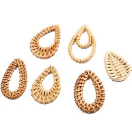 10 Pieces Diy Rattan Earring Charm Natural Corn Straw Woven Jewellery Accessory Pendant Handmade Bohemia Bamboo Braid For Earring